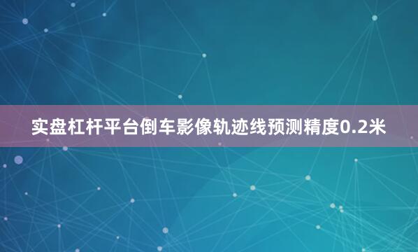 实盘杠杆平台倒车影像轨迹线预测精度0.2米