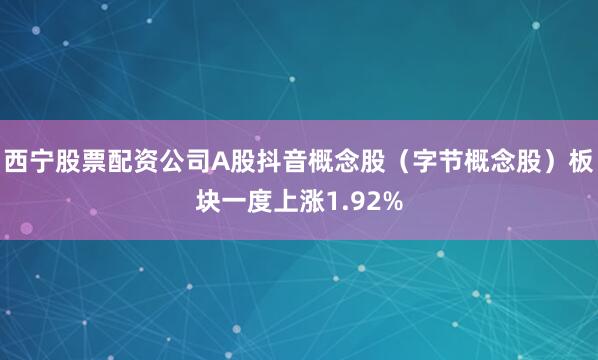 西宁股票配资公司A股抖音概念股（字节概念股）板块一度上涨1.92%